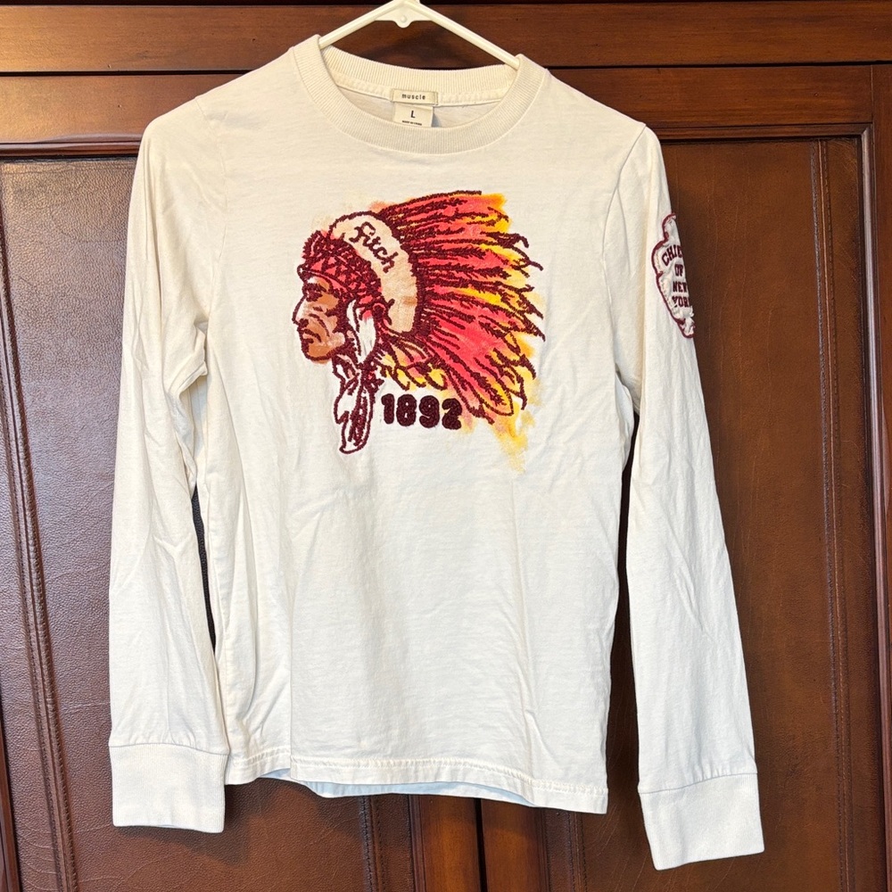 Abercrombie Kids Native American Indian Long Sleeve Short Muscle Tee 1892 Large
